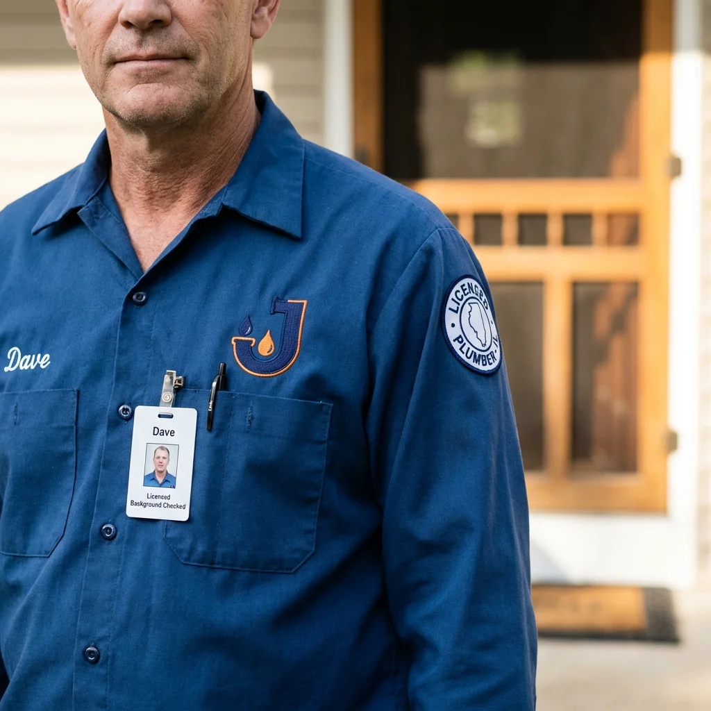 Licensed plumber showing ID badge in Terrace Park, OH