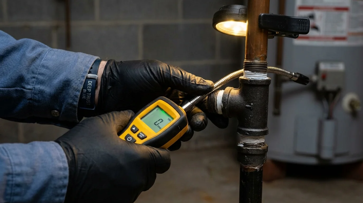 Gas leak detection with electronic sniffer by Johns Plumbing LLC in Terrace Park