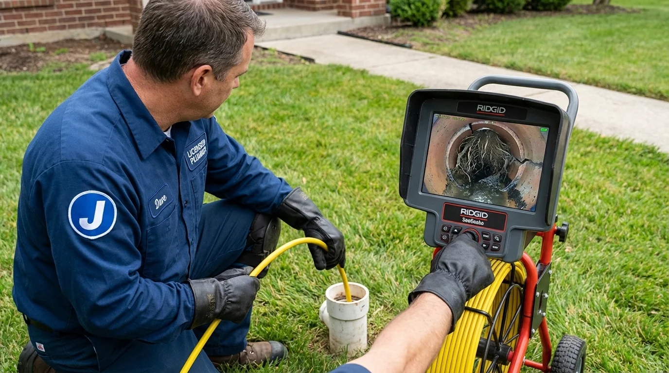 Sewer camera inspection being performed by Johns Plumbing LLC in Terrace Park