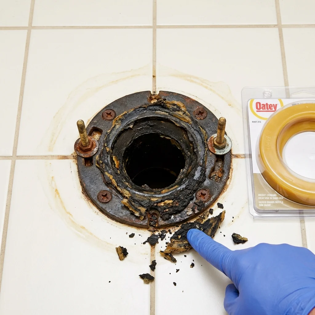 Failed wax ring showing water seepage at the base of a toilet in a Terrace Park, OH home